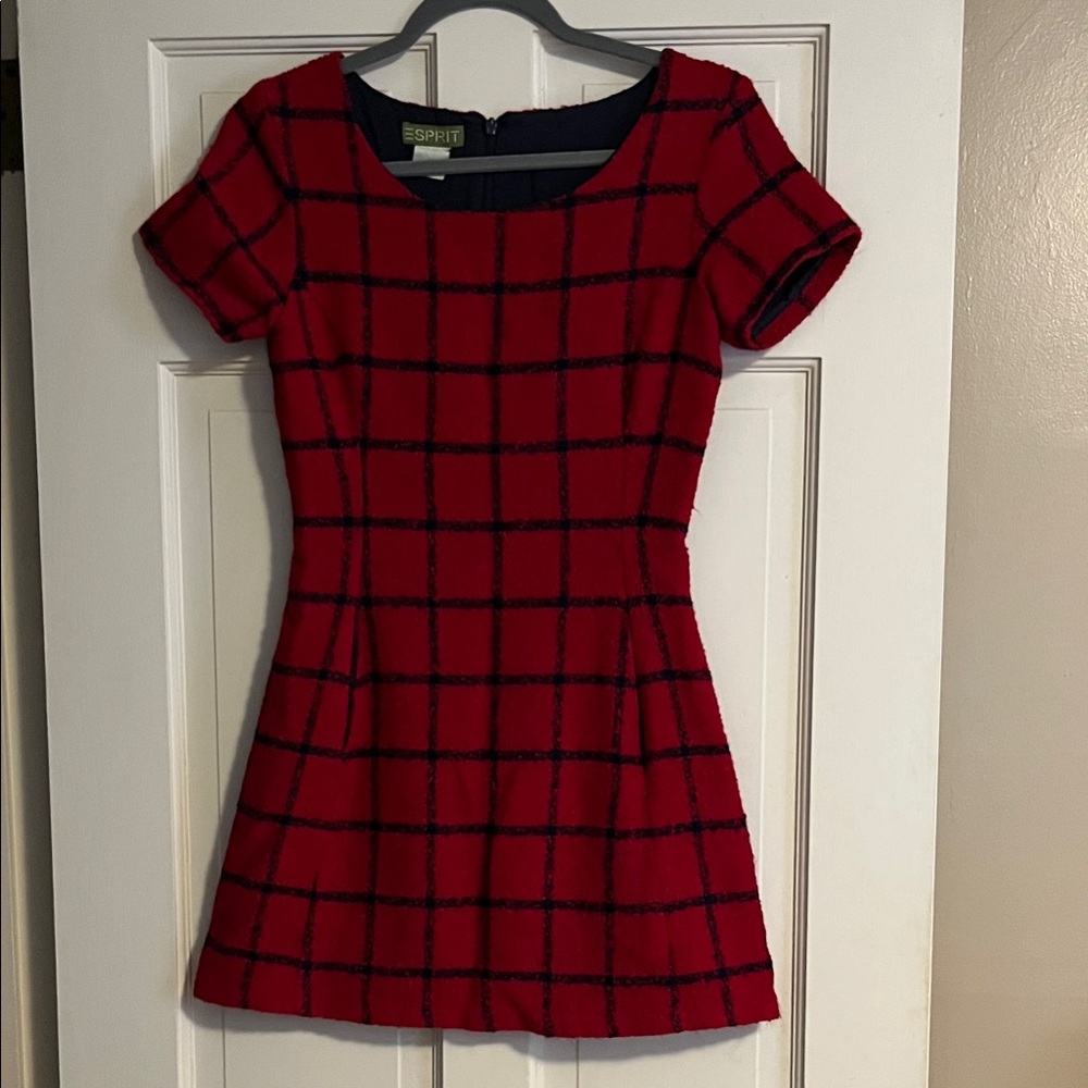 Esprit Red/Navy Windowpane Women's Dress
